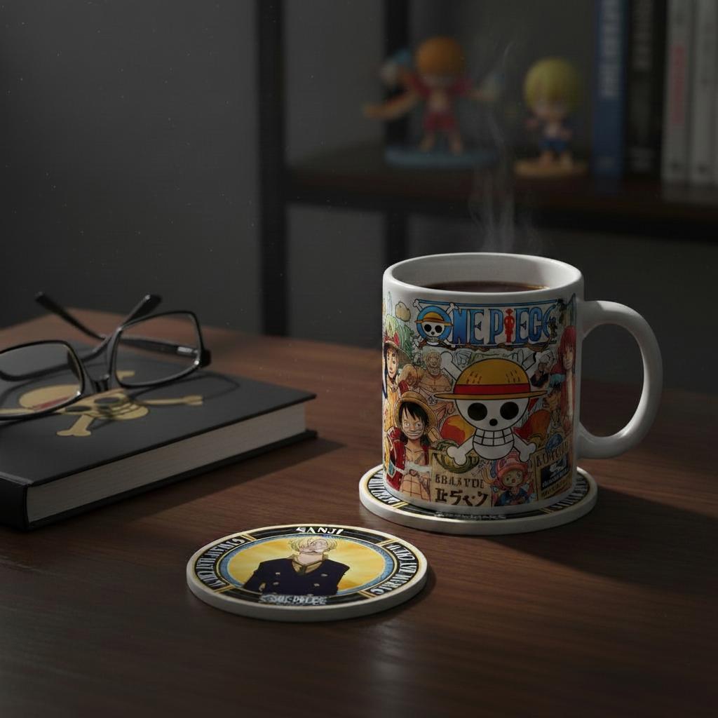 Dessous de verre en céramique NIPPON DOKI STORE illustré avec le personnage Sanji de l'anime One Piece
