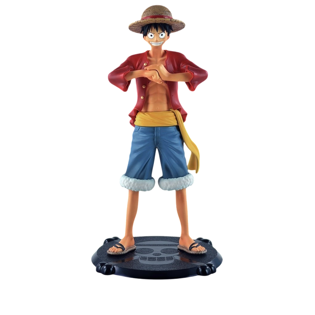 Figurine officielle NIPPON DOKI STORE de Monkey D. Luffy avec son chapeau de paille sur un socle noir