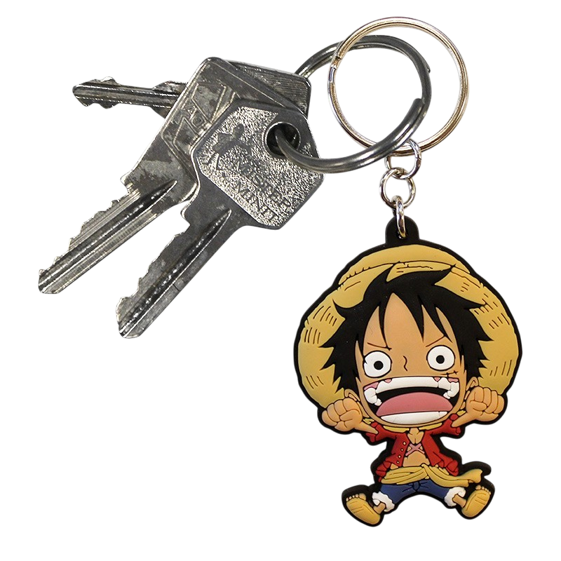 Porte-clés NIPPON DOKI STORE en PVC représentant Luffy de One Piece en style SD avec son chapeau de paille