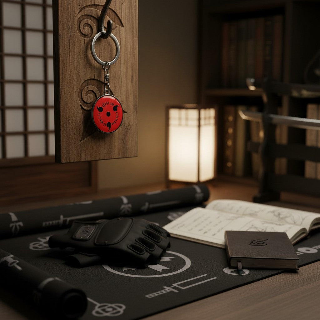 Porte-clés mécanique Sharingan Naruto NIPPON DOKI STORE, accessoire rouge et noir sous licence officielle