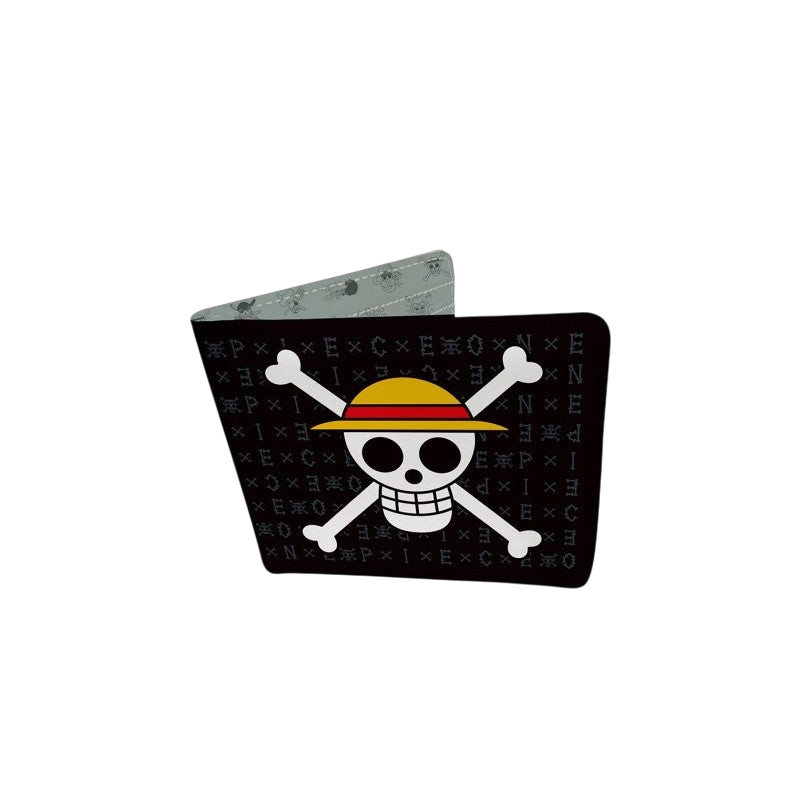 Portefeuille NIPPON DOKI STORE en vinyle noir avec le logo Jolly Roger de Luffy de One Piece