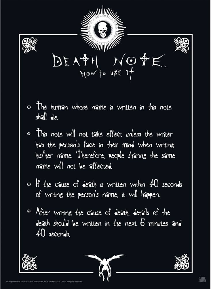 Death Note Poster Maxi 91,5x61 - Règles