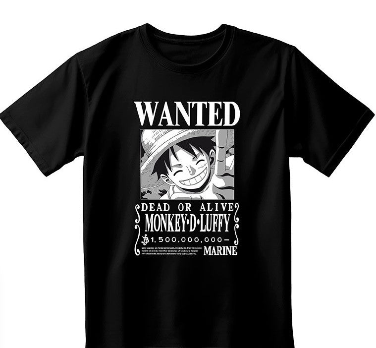 T-Shirt Wanted Luffy – Unisexe Noir (XL) Nippon Doki