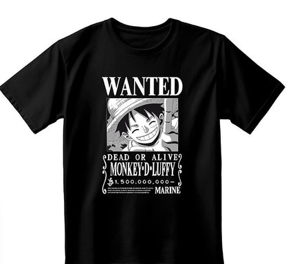 T-Shirt Wanted Luffy – Unisexe Noir (XL) Nippon Doki