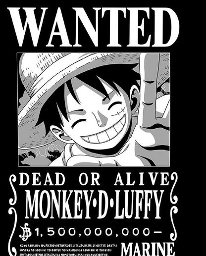 T-Shirt Wanted Luffy – Unisexe Noir (XL) Nippon Doki