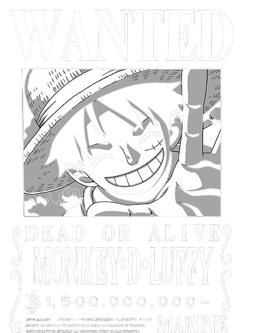 T-Shirt Wanted Luffy – Unisexe Noir (XL) Nippon Doki