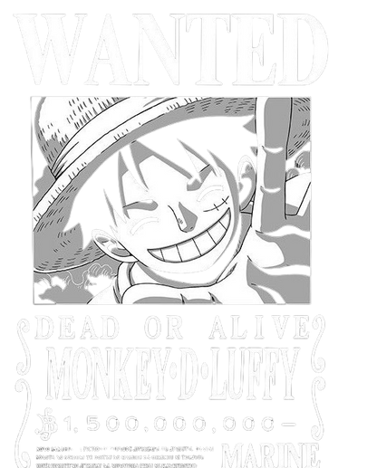 T-Shirt Wanted Luffy – Unisexe Noir (XL) Nippon Doki