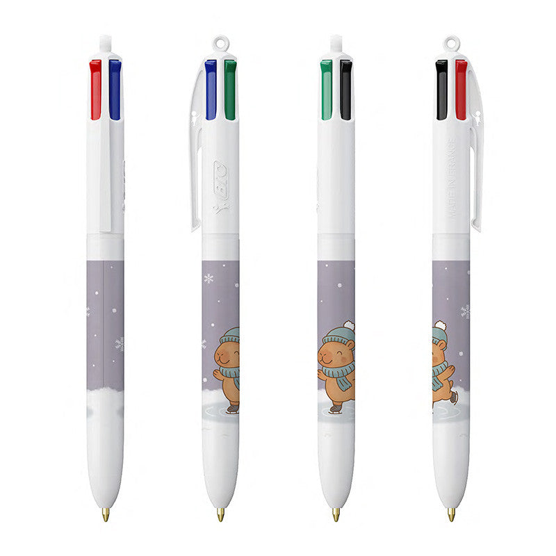 BESPOKE - Capybara Glisse Féérique - Stylo BIC 4 couleurs-Ind ONLYx10