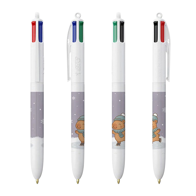 BESPOKE - Capybara Glisse Féérique - Stylo BIC 4 couleurs-Ind ONLYx10