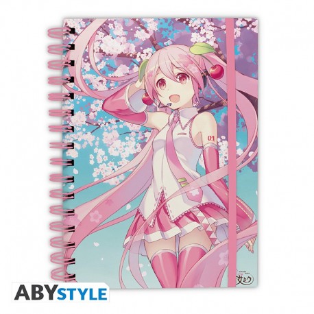 HATSUNE MIKU - Cahier A5 Spirale "Fleurs de cerisier" X4