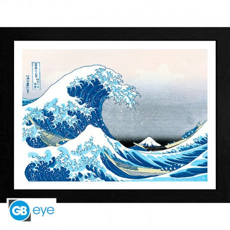 Hokusai Tirage encadré "Grande Vague" (30x40)
