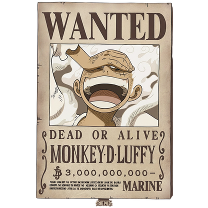 Aimant NIPPON DOKI STORE représentant l'avis de recherche Wanted de Monkey D. Luffy en Gear 5 de One Piece