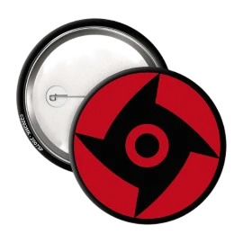 Badge 50mm Naruto NIPPON DOKI STORE avec motif Sharingan rouge et noir sous licence officielle ABYstyle