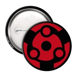 Badge 50mm Naruto Sharingan rouge et noir NIPPON DOKI STORE, accessoire officiel sous licence ABYstyle