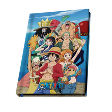 Cahier A5 NIPPON DOKI STORE illustré avec l'équipage de Luffy de One Piece, produit officiel sous licence ABYstyle.