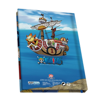 Cahier A5 NIPPON DOKI STORE One Piece illustré avec le navire Thousand Sunny sur fond bleu océan