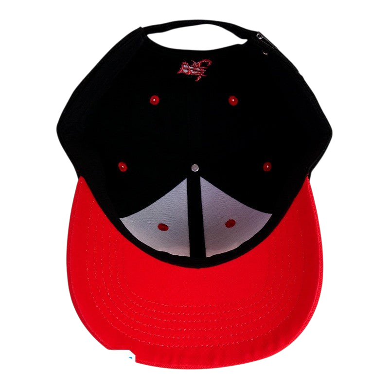 Casquette Naruto Akatsuki NIPPON DOKI STORE noire et rouge avec visière contrastée vue de dessus