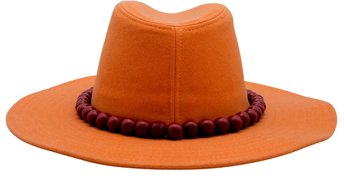 Chapeau orange de Portgas D. Ace avec perles rouges, réplique officielle One Piece vendue par NIPPON DOKI STORE