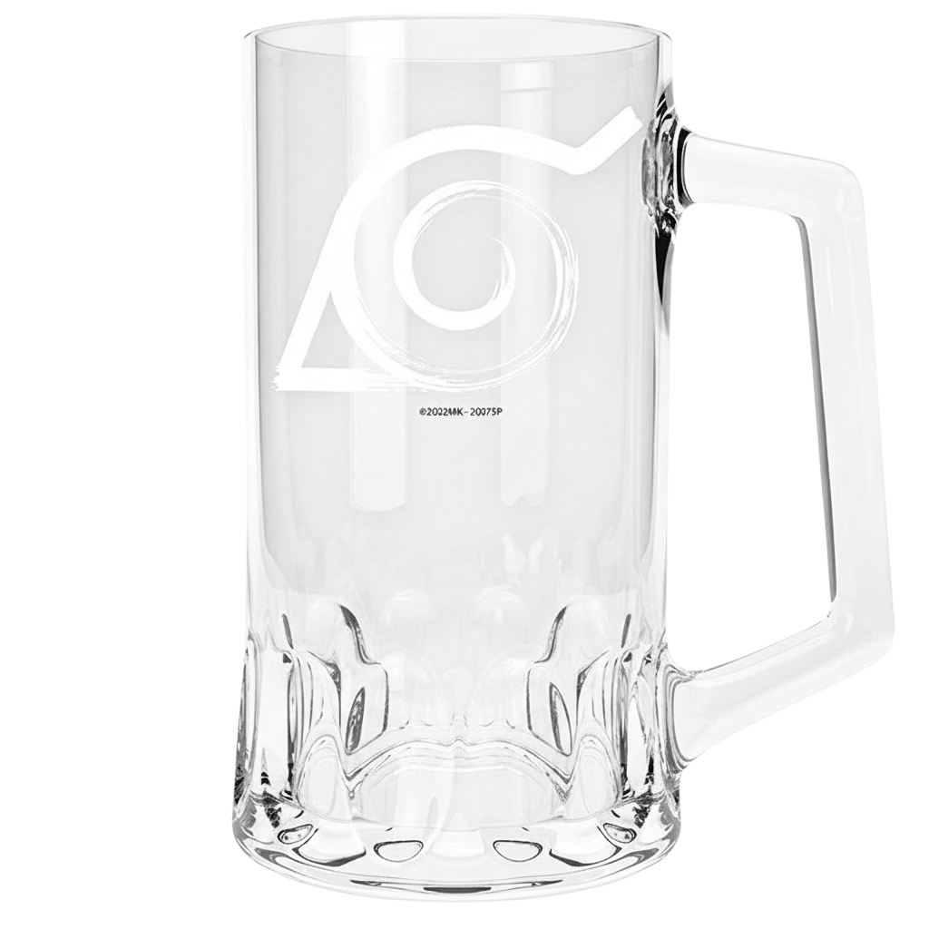 Chope en verre NIPPON DOKI STORE Naruto avec le symbole du village de Konoha gravé en blanc