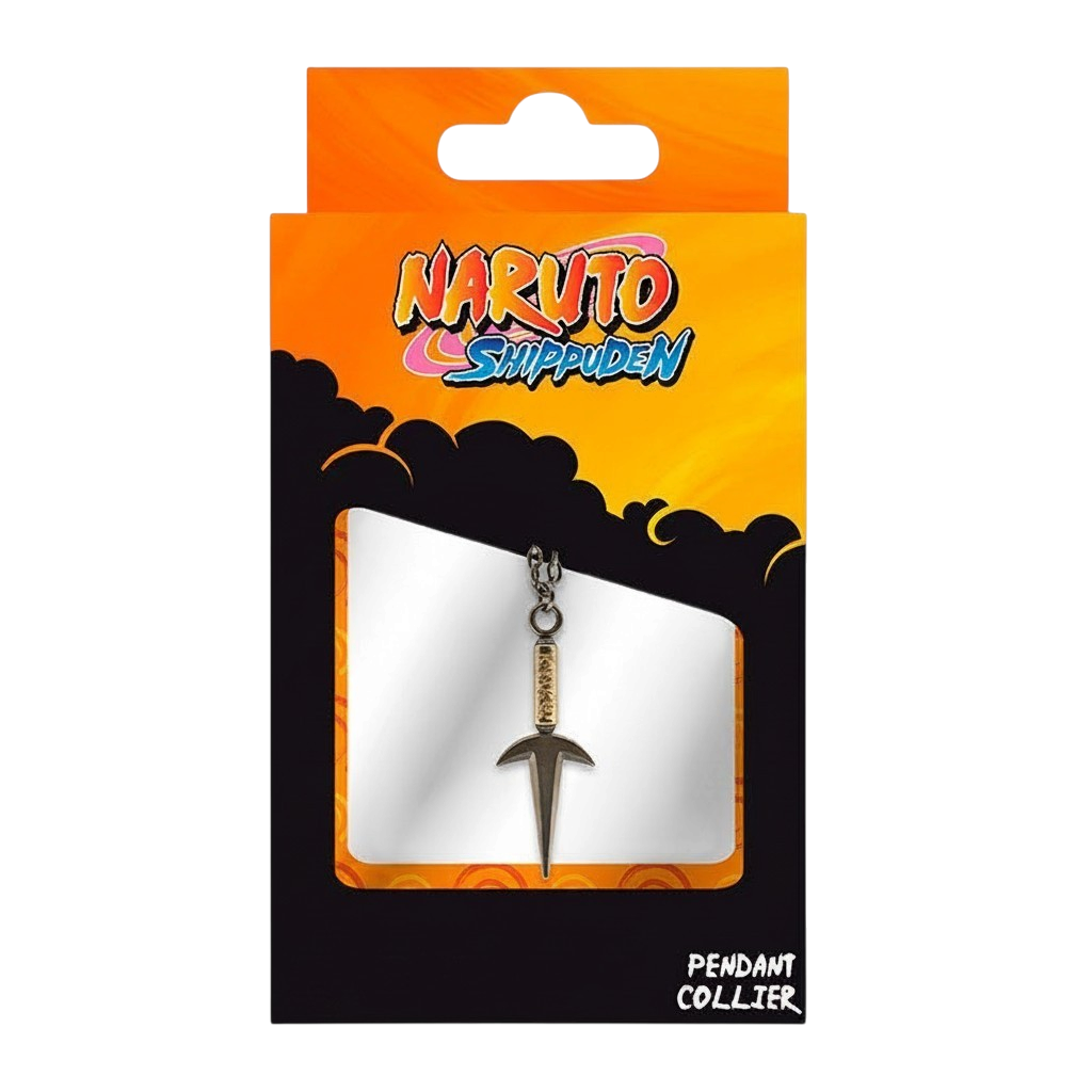 Collier avec pendentif 3D Kunai de Minato sous licence officielle Naruto, vendu par NIPPON DOKI STORE dans son emballage