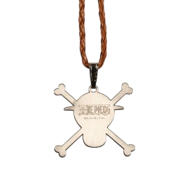 Collier NIPPON DOKI STORE One Piece avec pendentif 3D en forme de tête de mort sur cordon tressé marron