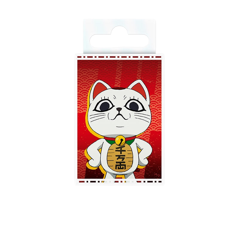 NIPPON DOKI STORE Dan Da Dan Meme Turbo magnet featuring a white cat character on a red patterned background