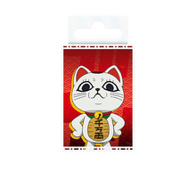 NIPPON DOKI STORE Dan Da Dan Meme Turbo magnet featuring a white cat character on a red patterned background