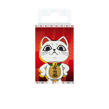 NIPPON DOKI STORE Dan Da Dan Meme Turbo magnet featuring a white cat character on a red patterned background