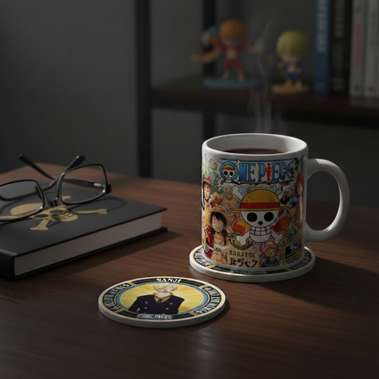 Dessous de verre en céramique NIPPON DOKI STORE illustré avec le personnage Sanji de l'anime One Piece