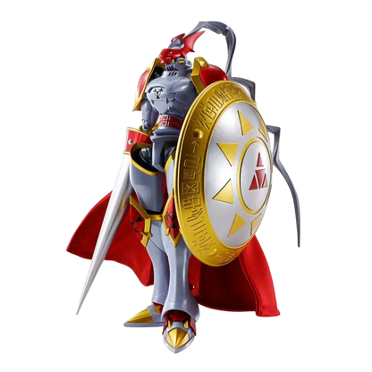 NIPPON DOKI STORE S.H.Figuarts Dukemon Gallantmon action figure with red and white armor, lance, and golden shield