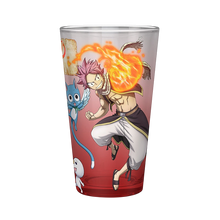 NIPPON DOKI STORE Fairy Tail 400ml glass featuring Natsu, Lucy, Happy, and Plue in a vibrant anime design