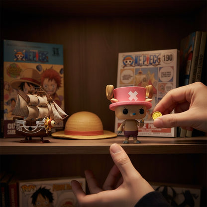 Figurine Funko POP Jumbo de Tony Tony Chopper de One Piece, présentée par NIPPON DOKI STORE sur une étagère.