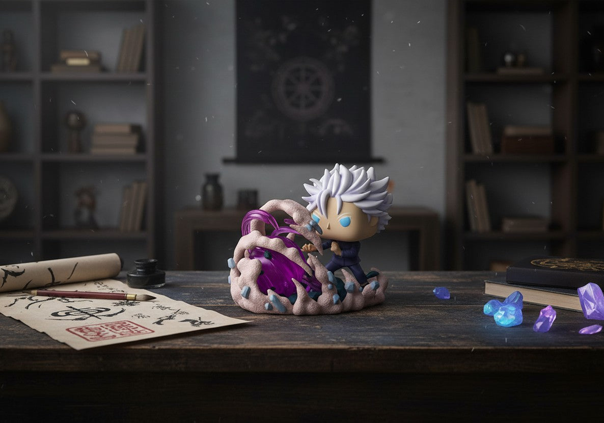 Figurine Funko POP Deluxe NIPPON DOKI STORE de Satoru Gojo utilisant sa technique Purple de Jujutsu Kaisen