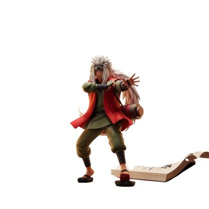 Figurine Jiraya de Naruto par NIPPON DOKI STORE, personnage aux cheveux blancs en tenue de combat sur un bureau