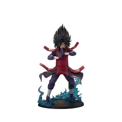 Figurine officielle NIPPON DOKI STORE de Madara Uchiha de Naruto, en posture de combat avec effets d'énergie bleue
