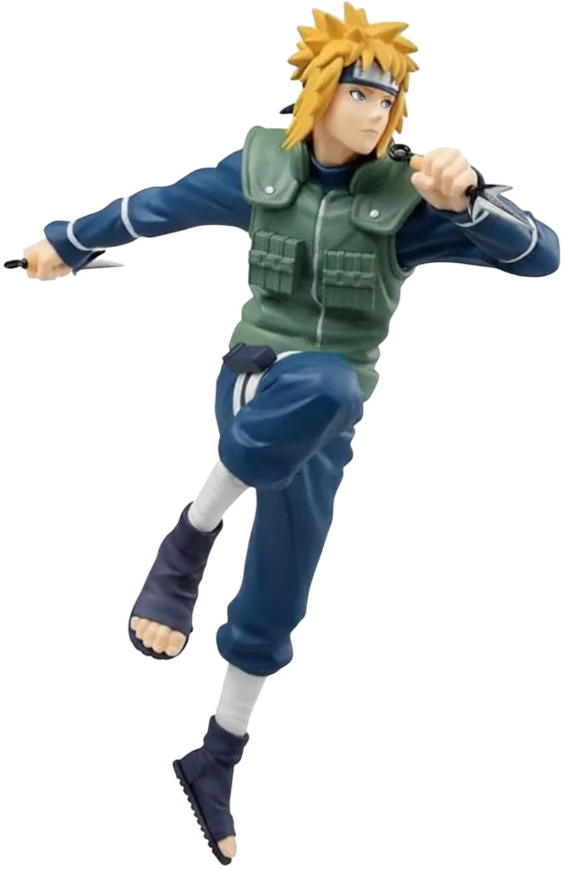 Figurine NIPPON DOKI STORE Vibration Stars de Minato Namikaze en pleine action, portant sa tenue de ninja de Konoha.