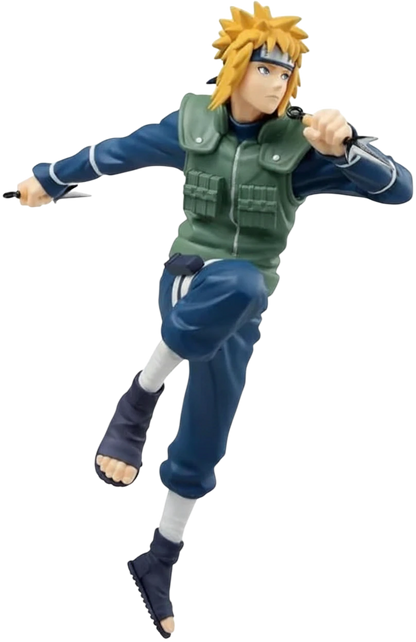 Figurine NIPPON DOKI STORE Vibration Stars de Minato Namikaze en pleine action, portant sa tenue de ninja de Konoha.