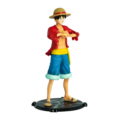 Figurine officielle NIPPON DOKI STORE de Monkey D. Luffy avec son chapeau de paille sur un socle noir