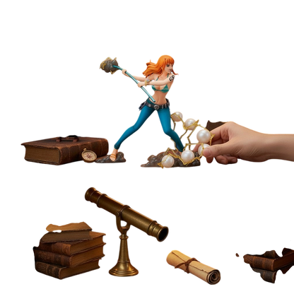 Figurine Nami de One Piece par NIPPON DOKI STORE, personnage aux cheveux orange avec son arme Clima-Tact