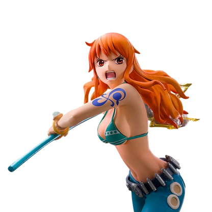 Figurine Nami de One Piece par NIPPON DOKI STORE, personnage aux cheveux orange avec son bâton climatique