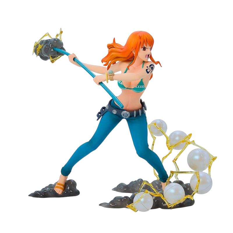 Figurine Nami de One Piece par NIPPON DOKI STORE, personnage aux cheveux orange maniant son bâton climatique