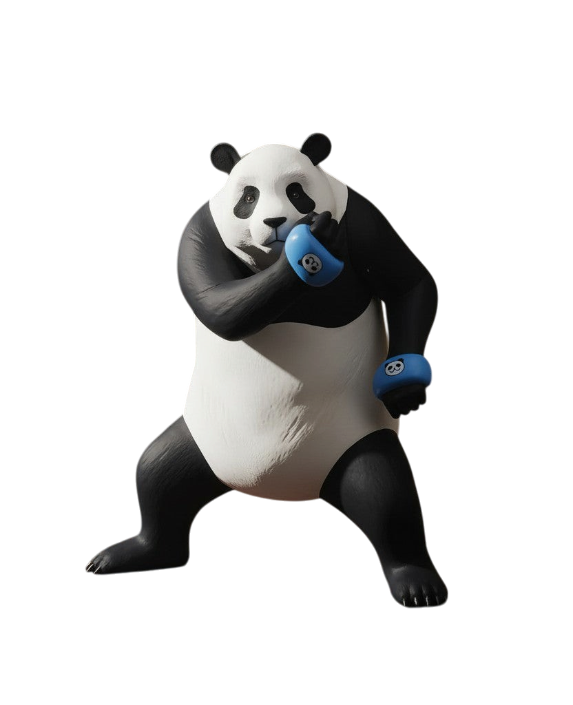 Figurine POP UP PARADE Panda de Jujutsu Kaisen par NIPPON DOKI STORE, personnage ours en pose de combat avec gants