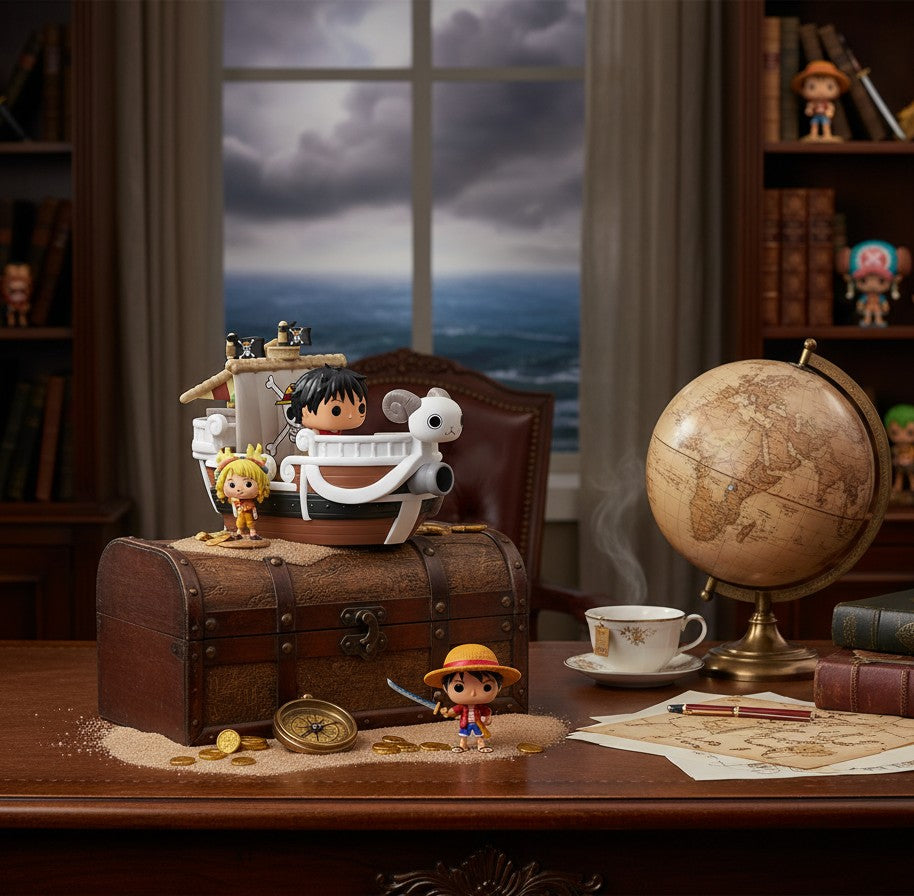 Figurine Funko Bitty POP Ride Vogue Merry avec Luffy de One Piece sur un coffre au trésor chez NIPPON DOKI STORE