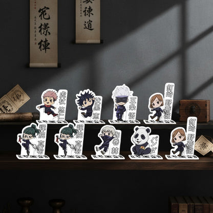Collection de figurines acryliques Jujutsu Kaisen NIPPON DOKI STORE représentant les personnages en style chibi