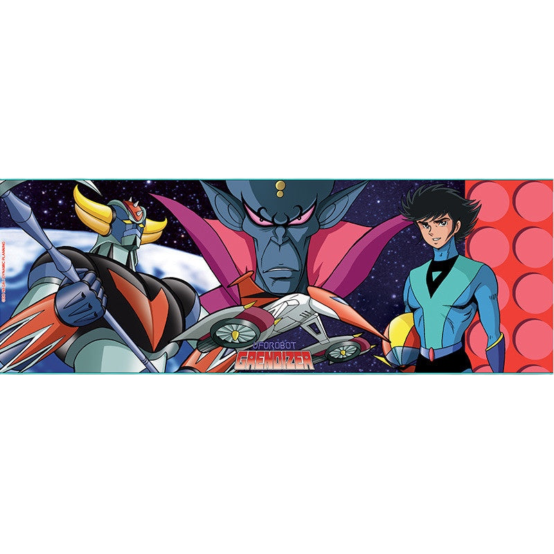 NIPPON DOKI STORE Goldorak ceramic mug featuring Alcor and Grendizer characters in a vibrant space-themed design