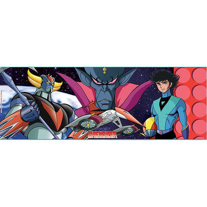 NIPPON DOKI STORE Goldorak ceramic mug featuring Alcor and Grendizer characters in a vibrant space-themed design