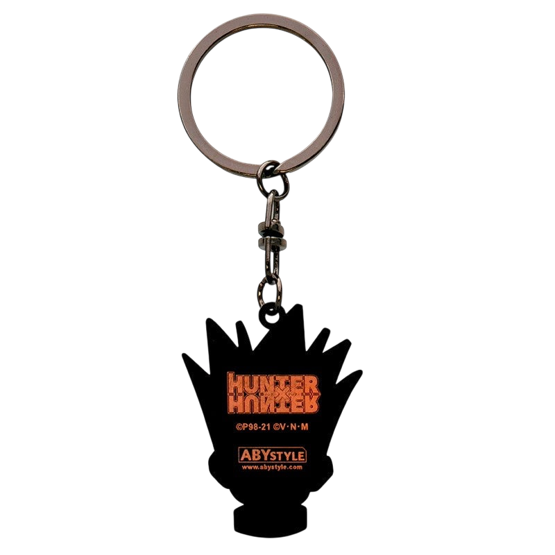 NIPPON DOKI STORE Hunter x Hunter Gon head keychain featuring orange logo and black silhouette design
