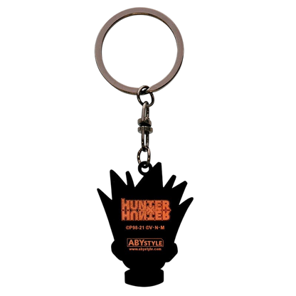 NIPPON DOKI STORE Hunter x Hunter Gon head keychain featuring orange logo and black silhouette design