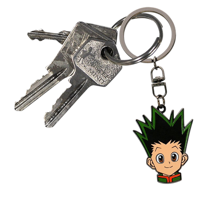 NIPPON DOKI STORE Hunter x Hunter Gon Freecss head metal keychain with spiky black and green hair
