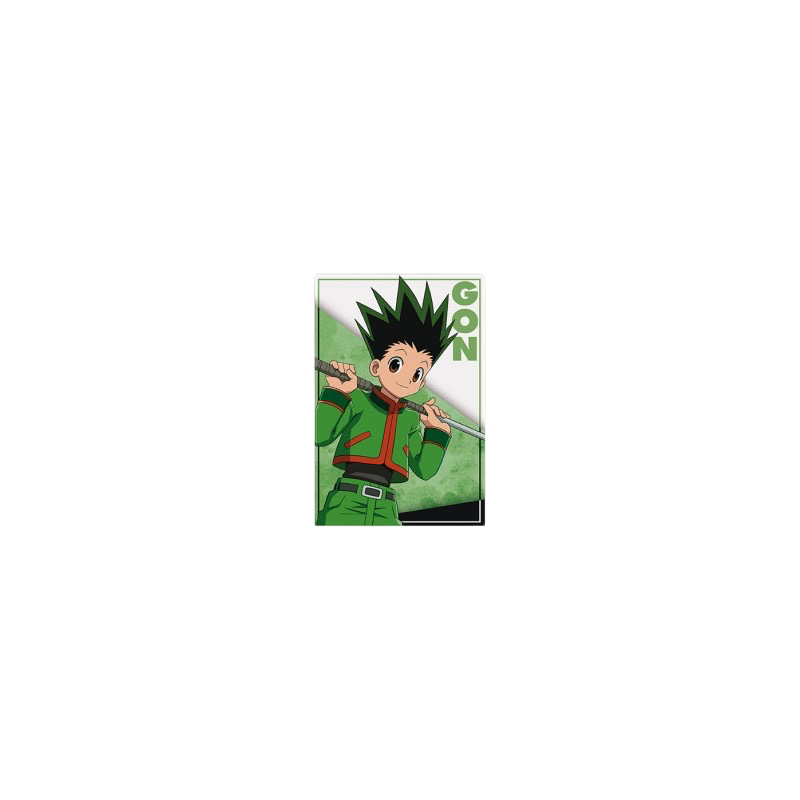 NIPPON DOKI STORE Hunter x Hunter Gon magnet featuring the character holding a fishing rod on a green background